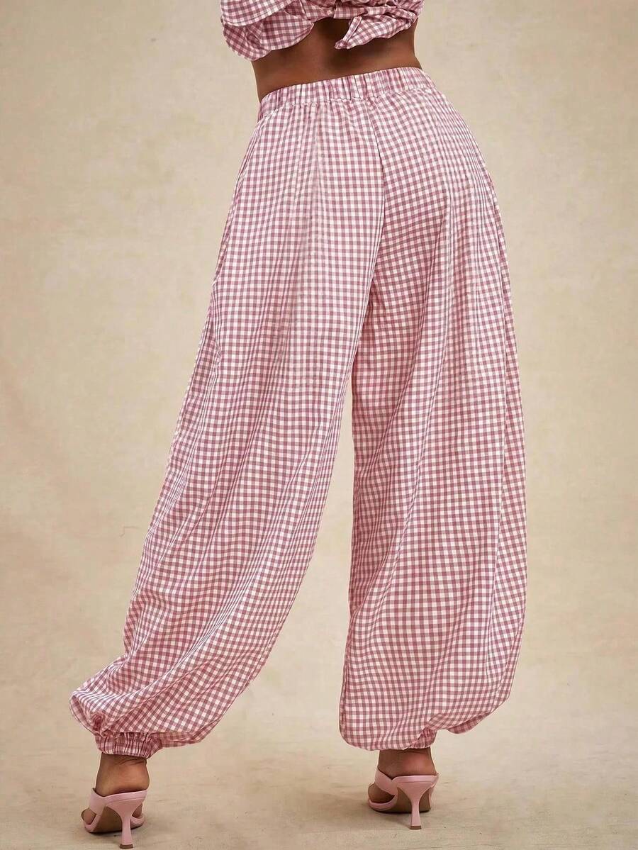 Pantalones de cintura alta, pantalón globo suelto y oversize.