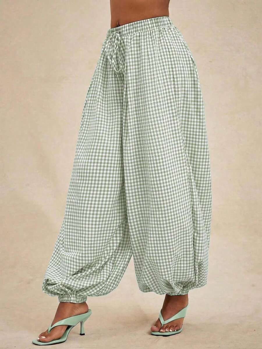 Pantalones de cintura alta, pantalón globo suelto y oversize.