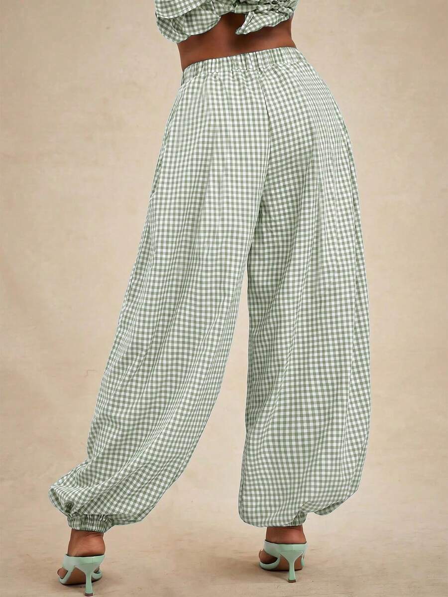 Pantalones de cintura alta, pantalón globo suelto y oversize.