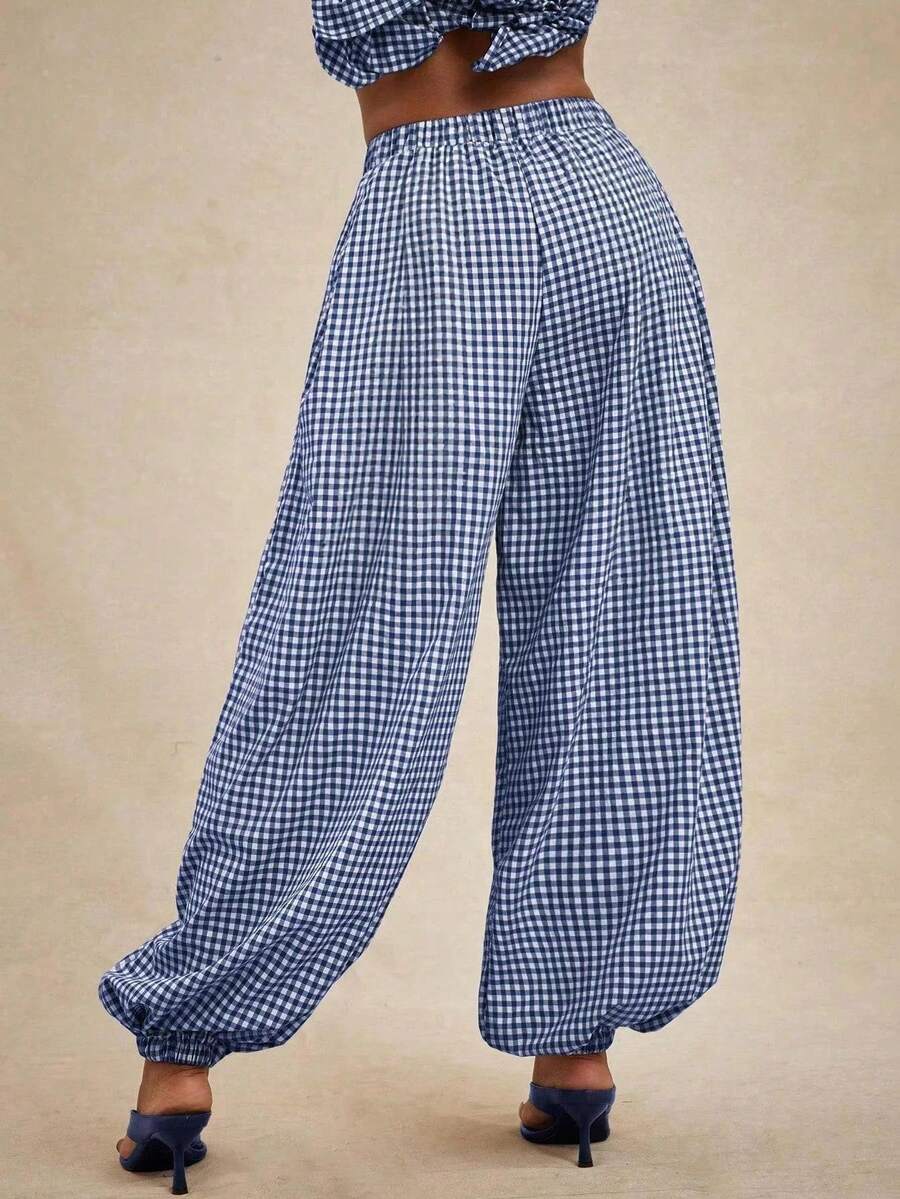 Pantalones de cintura alta, pantalón globo suelto y oversize.