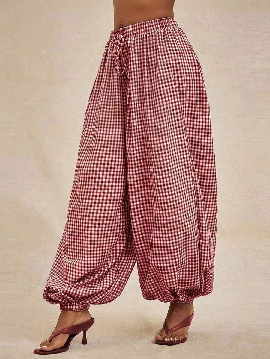 Pantalones de cintura alta, pantalón globo suelto y oversize.