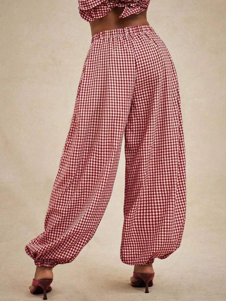 Pantalones de cintura alta, pantalón globo suelto y oversize.