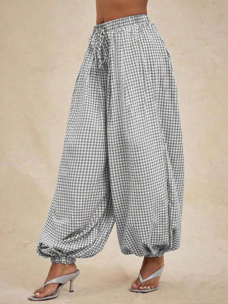 Pantalones de cintura alta, pantalón globo suelto y oversize.