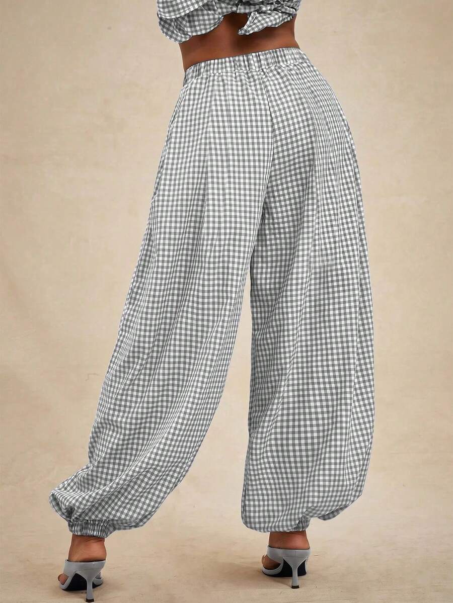 Pantalones de cintura alta, pantalón globo suelto y oversize.