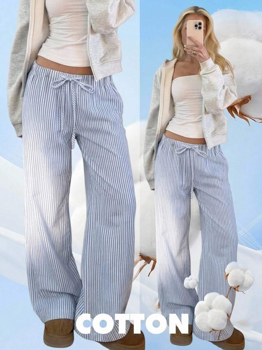 Pantalones casuales con estampado a cuadros para mujer.