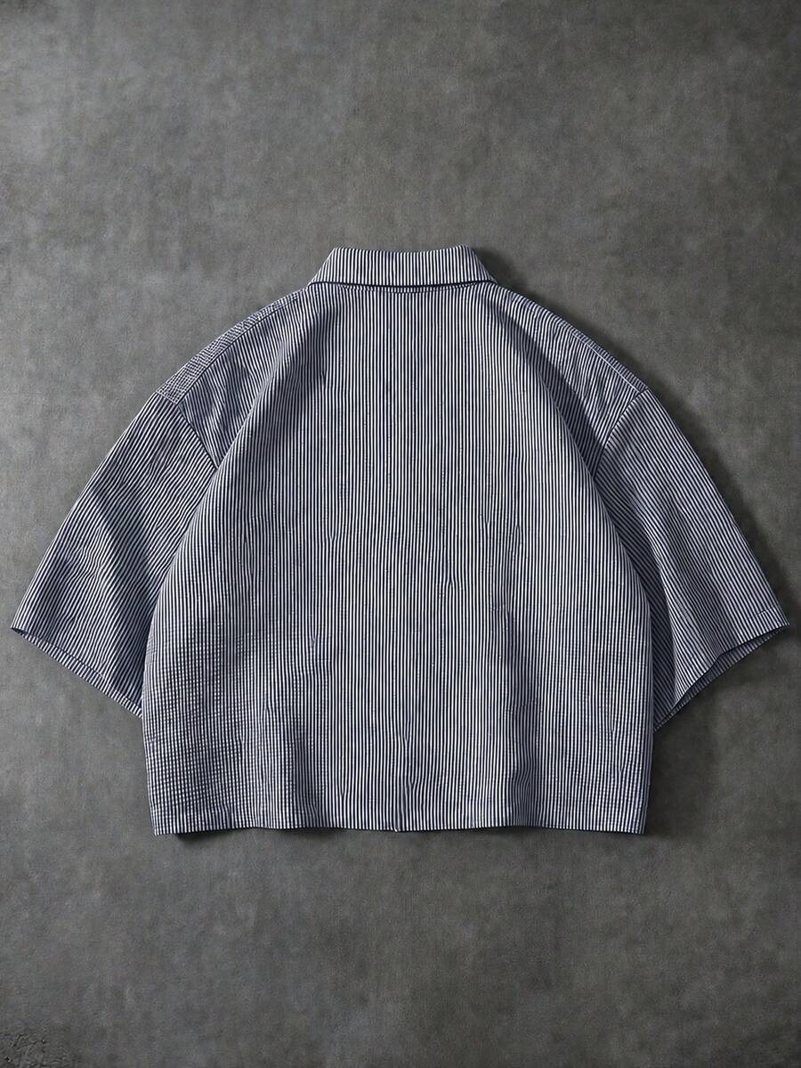 Camisa de manga corta de unicolor con estampado casual de verano para hombre