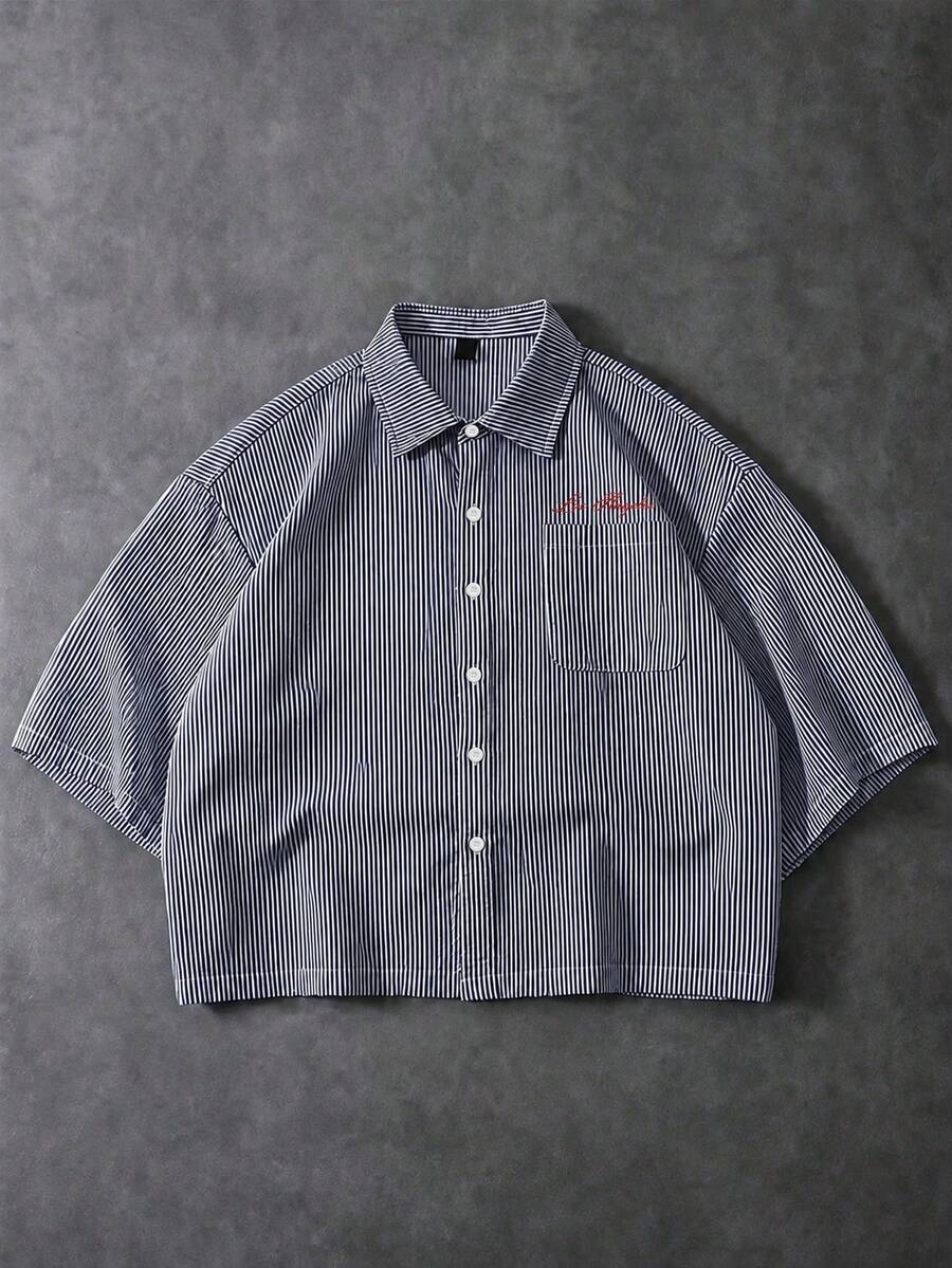 Camisa de manga corta de unicolor con estampado casual de verano para hombre