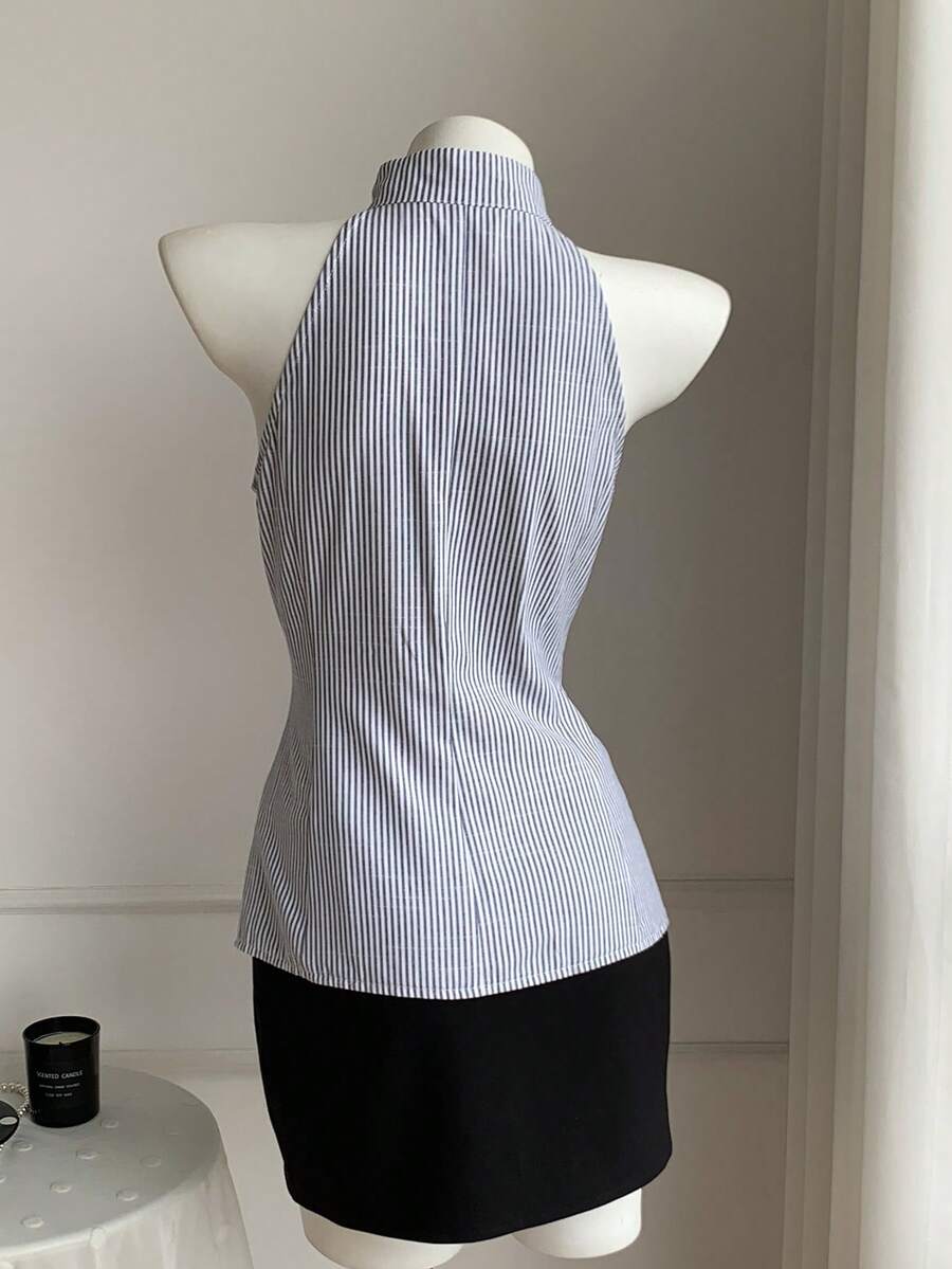 Top sin mangas con botones de estilo chino