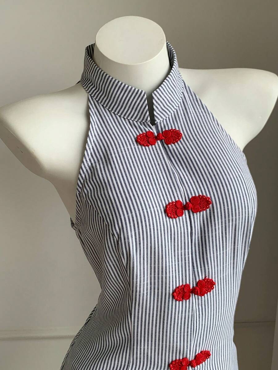 Top sin mangas con botones de estilo chino