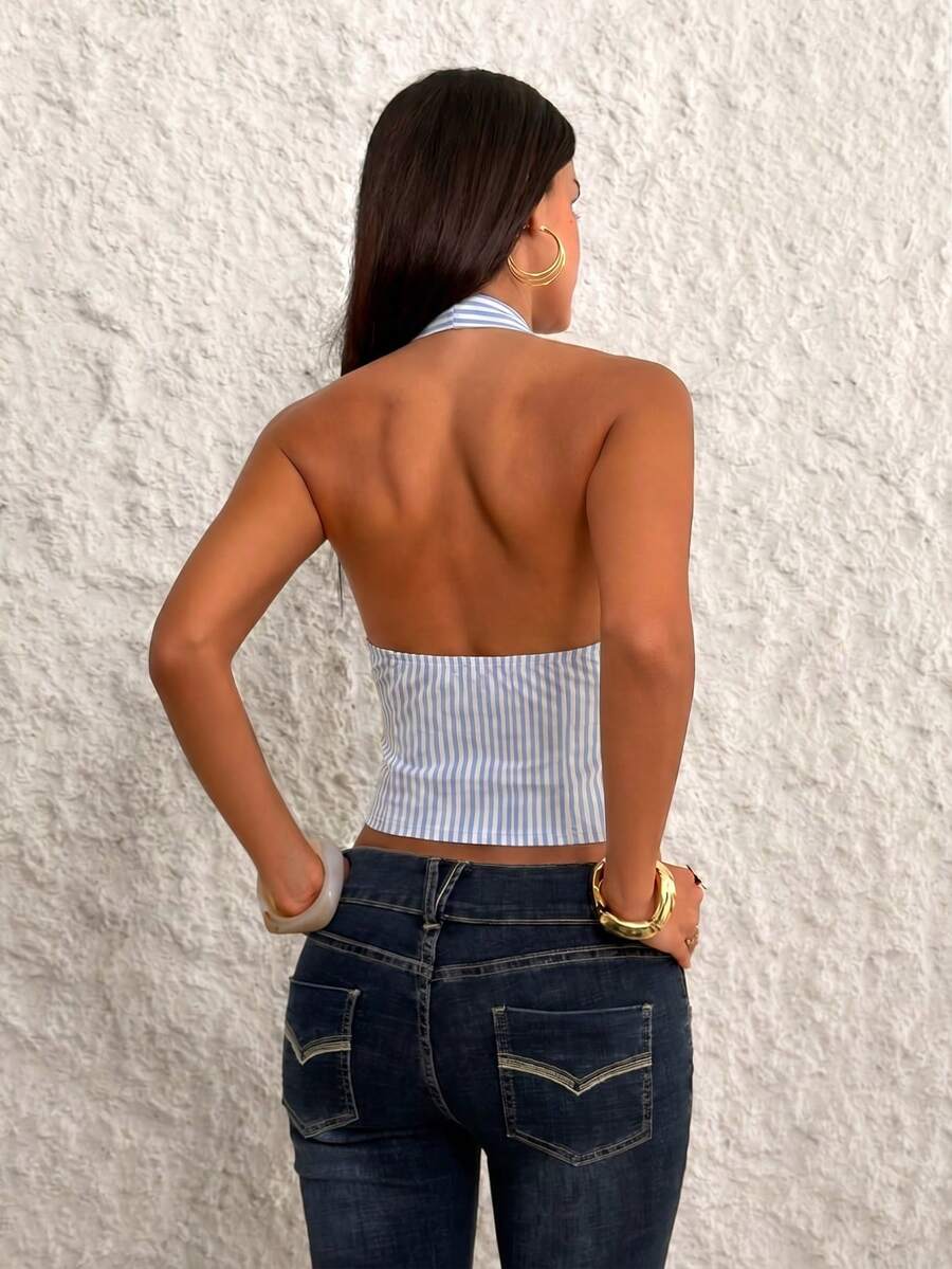 Top de mujer con escote en V profundo y espalda descubierta
