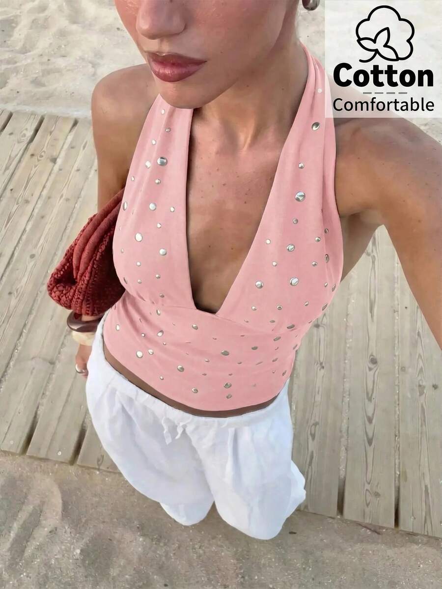Top de mujer con escote en V profundo y espalda descubierta