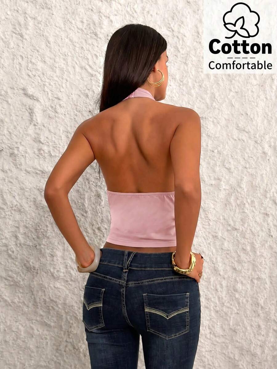 Top de mujer con escote en V profundo y espalda descubierta
