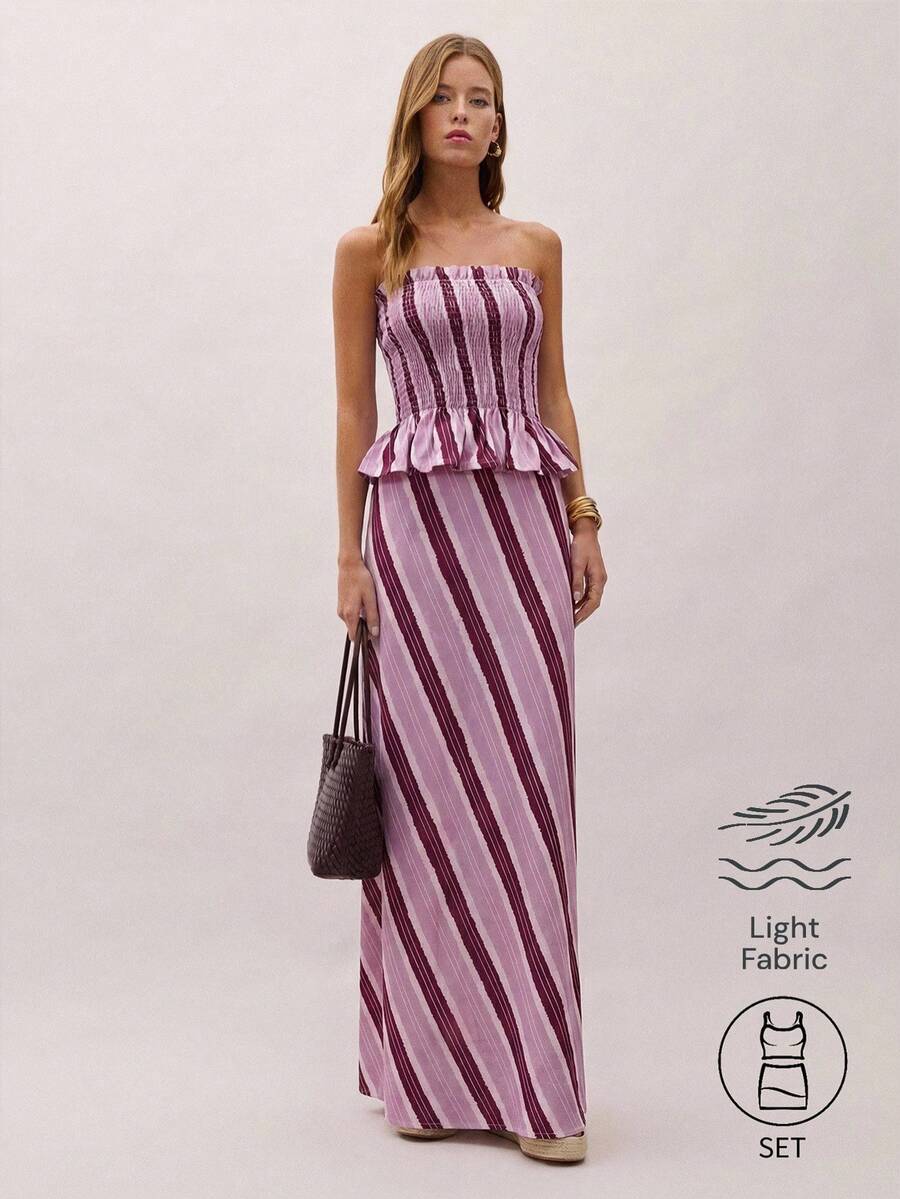 Bimba Conjunto de dos piezas con rayas y fruncido