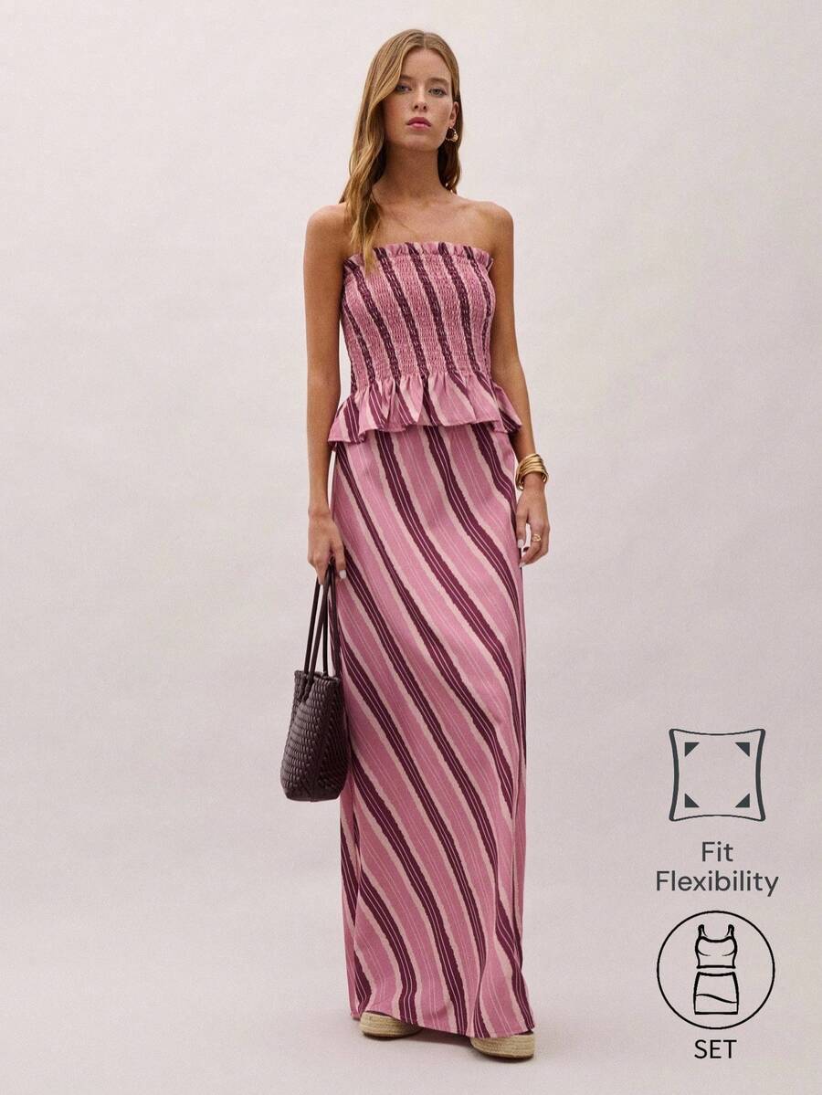 Bimba Conjunto de dos piezas con rayas y fruncido