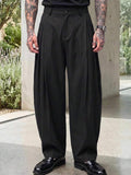 Pantalones de cintura alta y pierna ancha para hombre con frente plisado