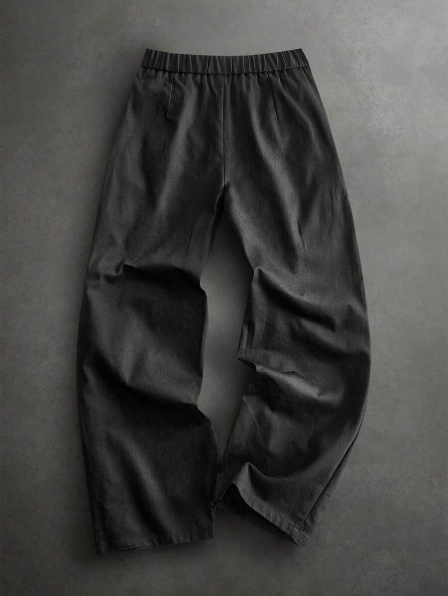 Pantalones de cintura alta y pierna ancha para hombre con frente plisado
