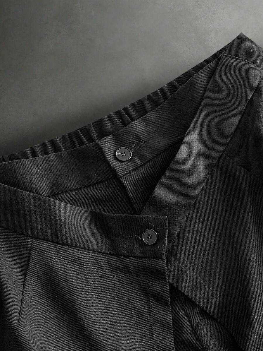 Pantalones de cintura alta y pierna ancha para hombre con frente plisado