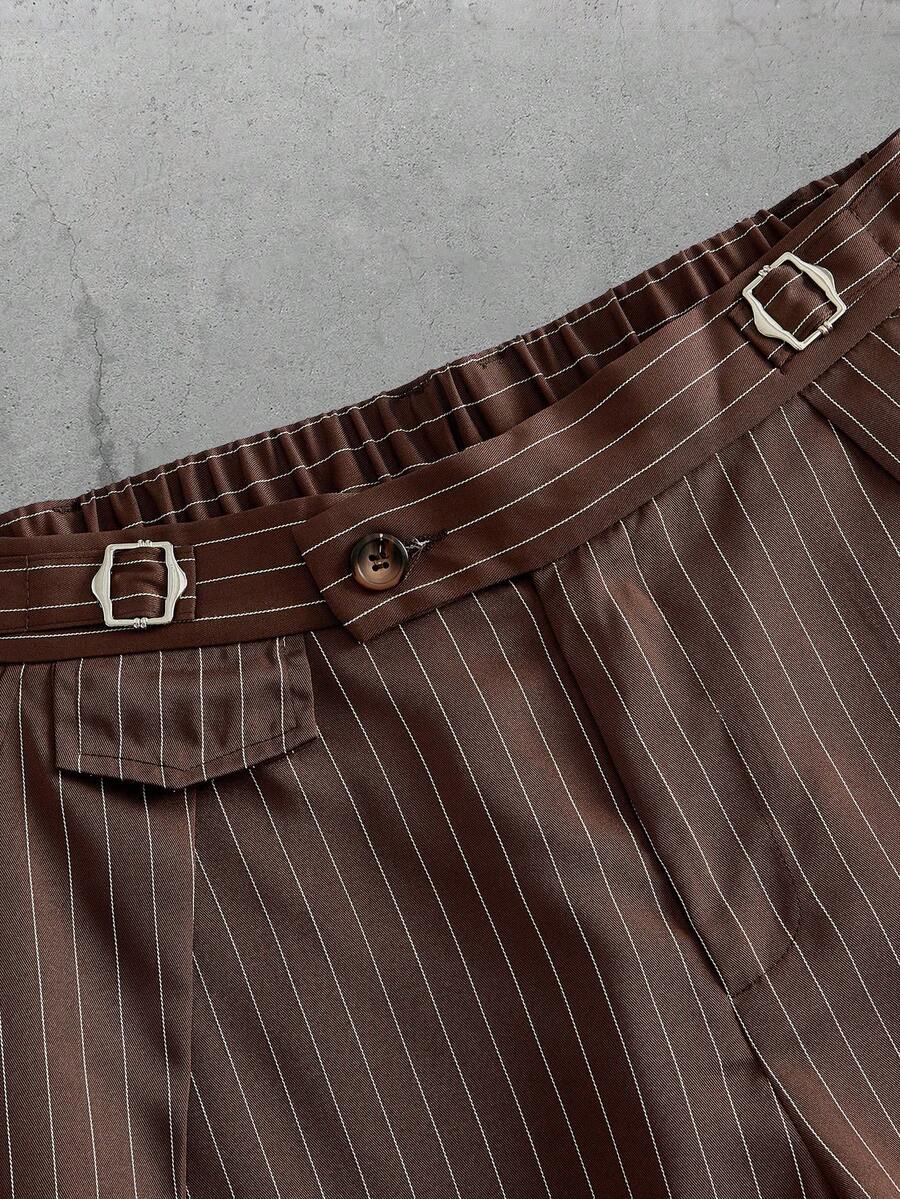 Pantalones de cintura alta y pierna ancha para hombre con frente plisado