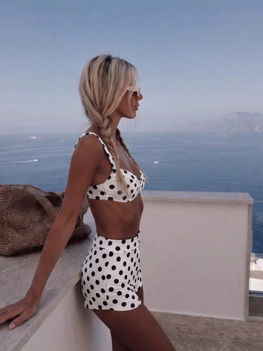 Conjunto de bikini retro a cuadros de 2 piezas