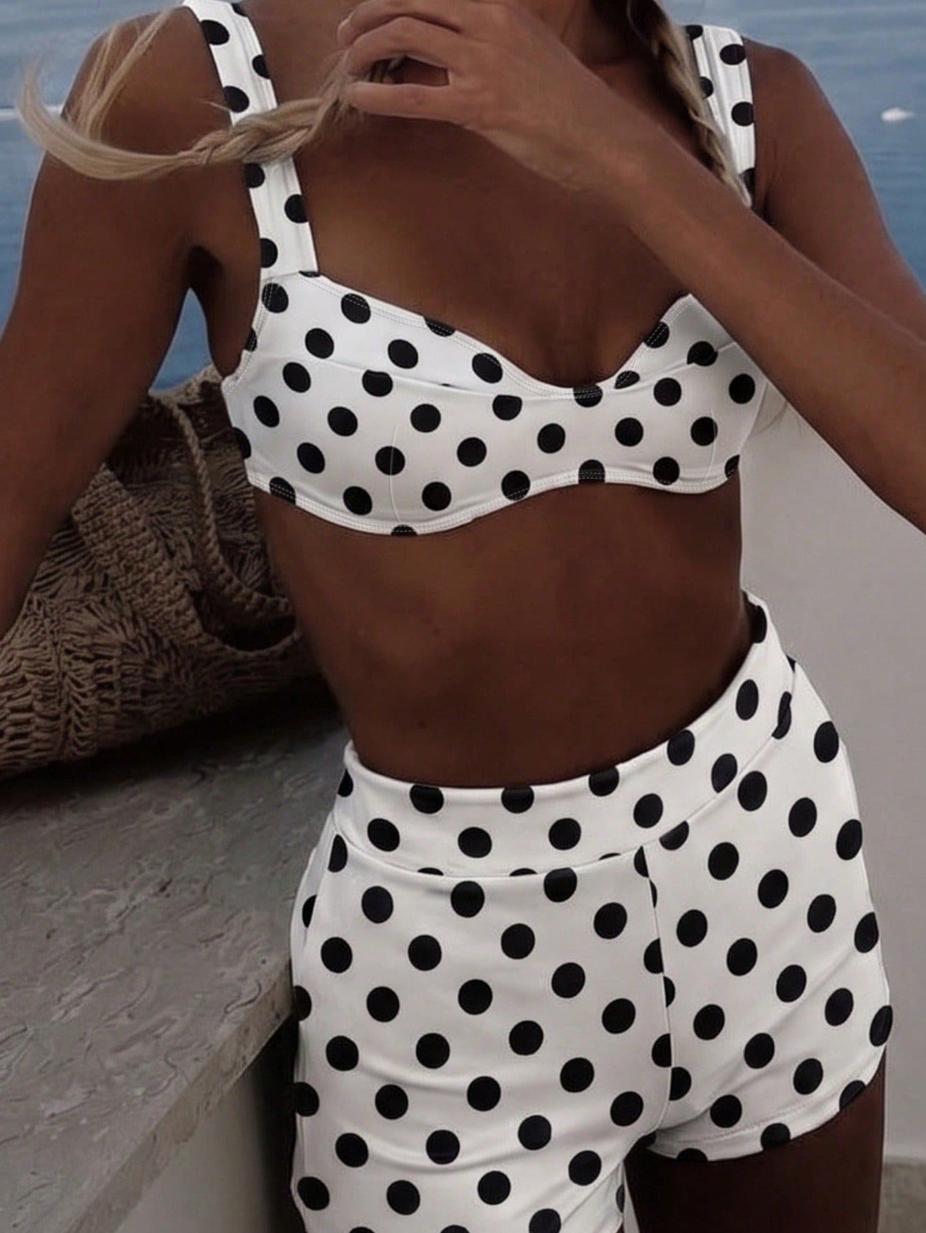 Conjunto de bikini retro a cuadros de 2 piezas