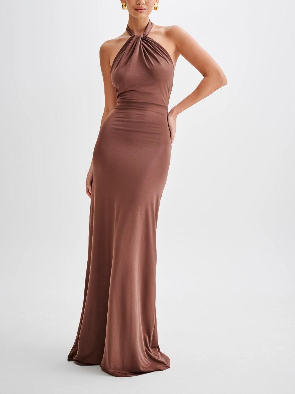 Vestido Largo Halter Ajustado
