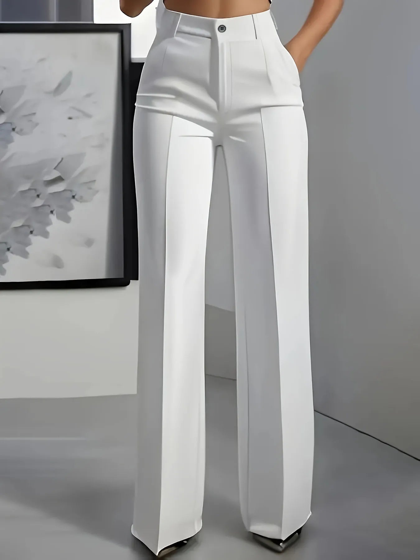 Pantalones de traje sencillos y de cintura alta