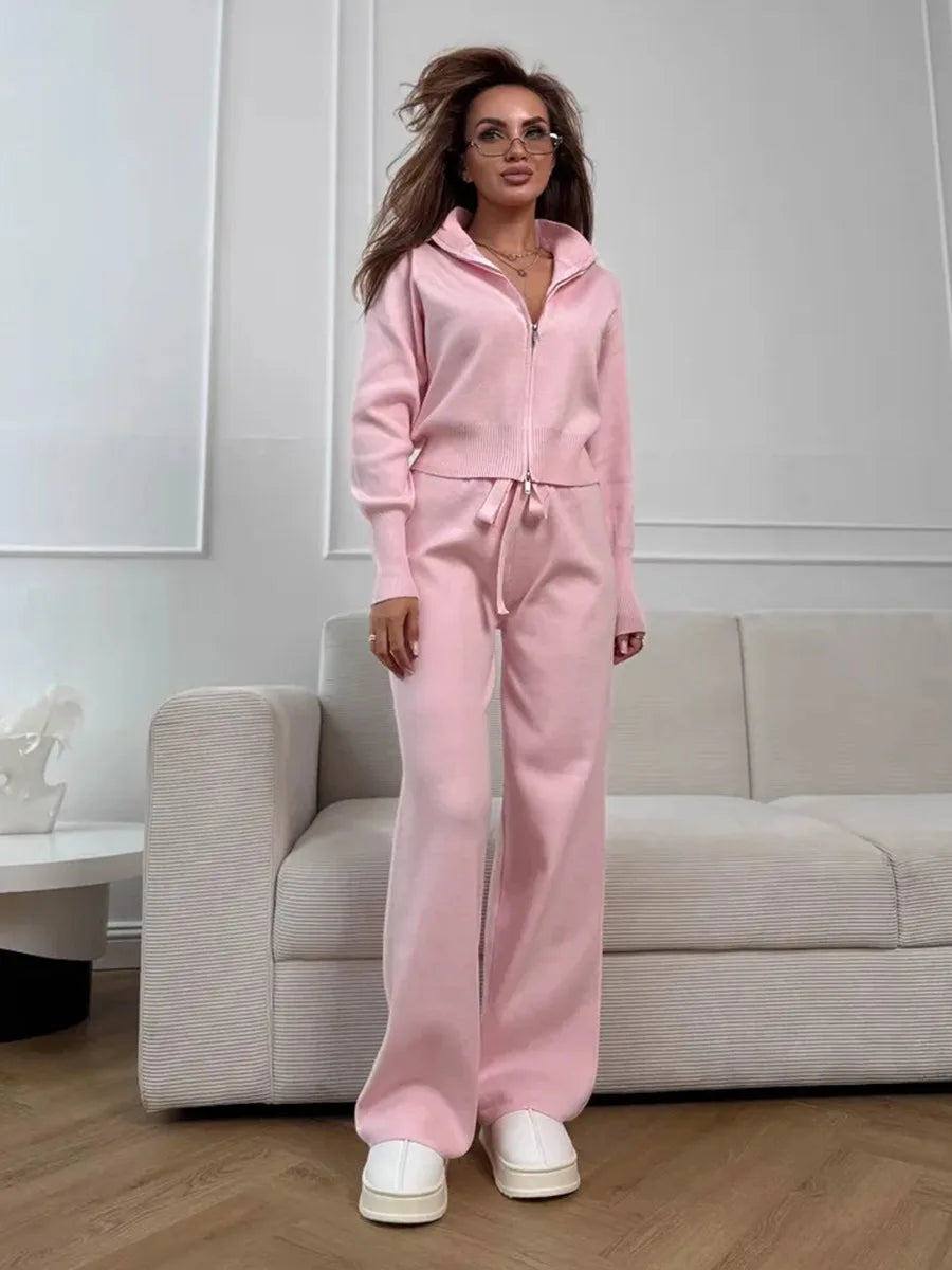Conjunto de punto con cremallera para mujer