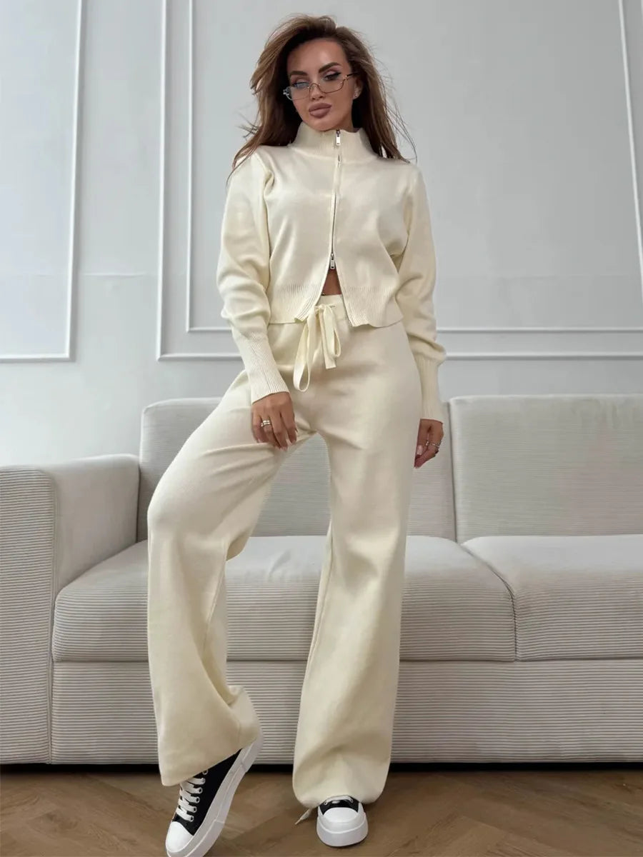 Conjunto de punto con cremallera para mujer