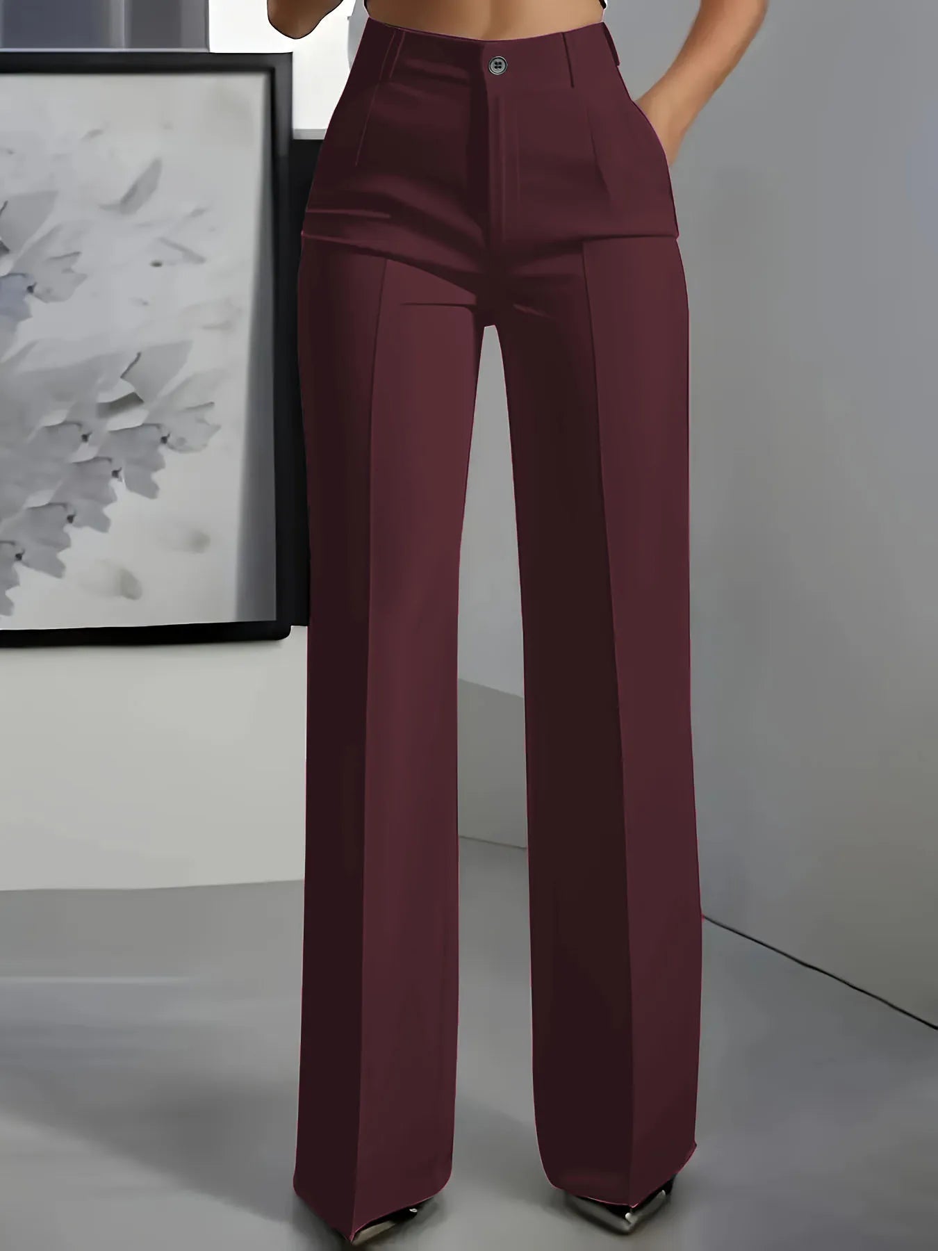 Pantalones de traje sencillos y de cintura alta