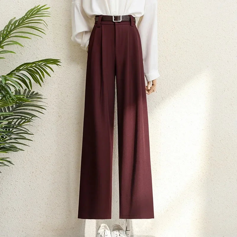 Nuevos pantalones de trajes color borgoña para mujer
