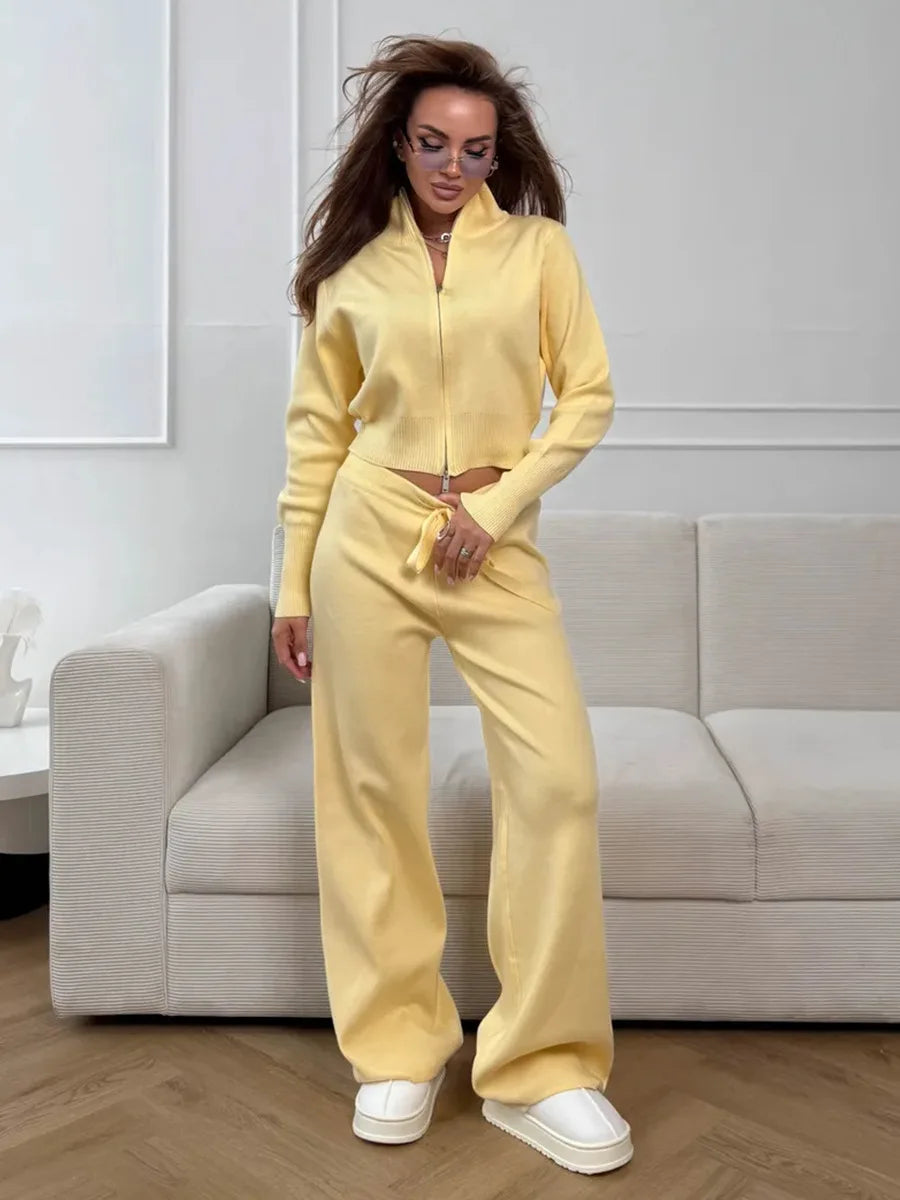 Conjunto de punto con cremallera para mujer