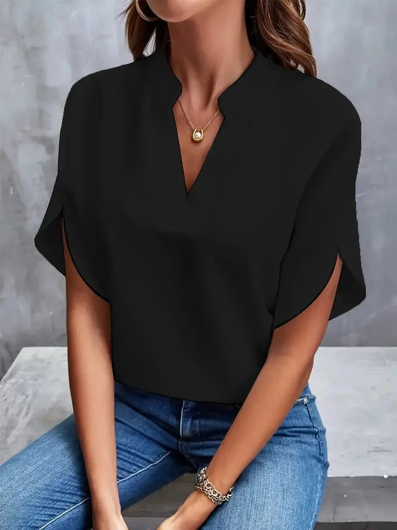 VEITCHE, blusa informal lisa de verano para mujer, camisas de media manga con cuello en V a la moda para mujer, Jersey elegante de oficina, Blusas holgadas, Tops