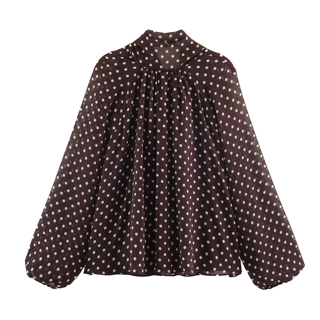 Blusa con estampado de lunares para mujer