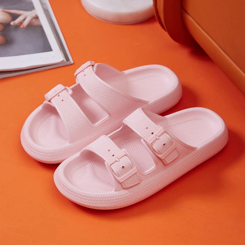 Zapatillas de plataforma gruesa con hebilla a la moda para mujer