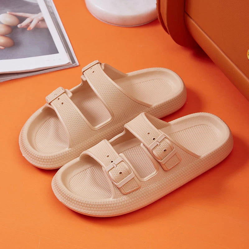 Zapatillas de plataforma gruesa con hebilla a la moda para mujer