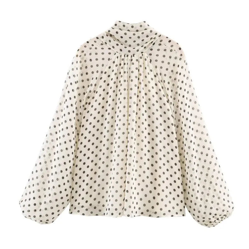 Blusa con estampado de lunares para mujer