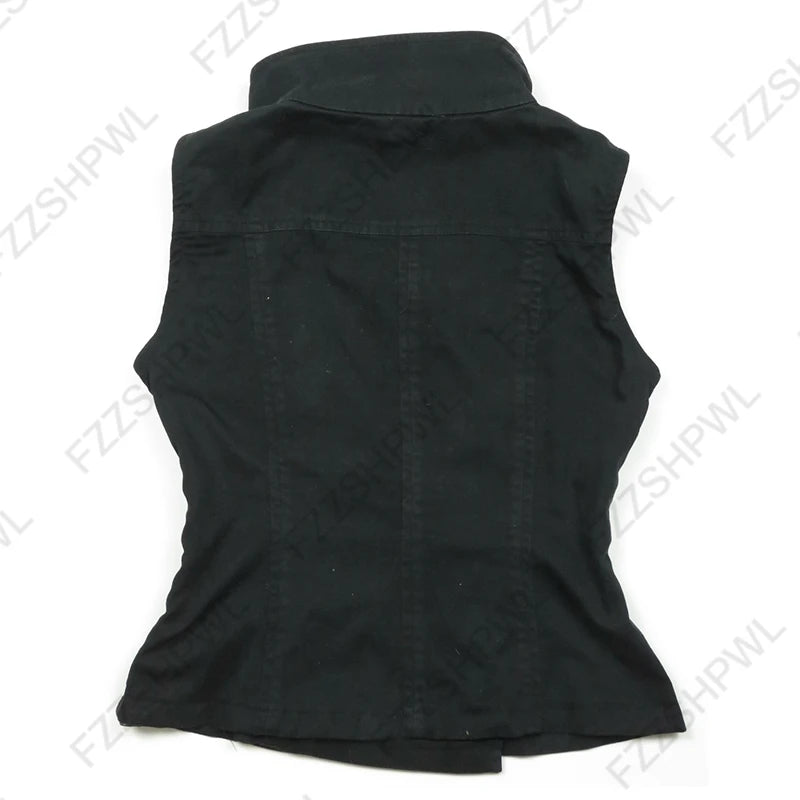 Top corto para mujer, camiseta ajustada informal con botones y cuello alto