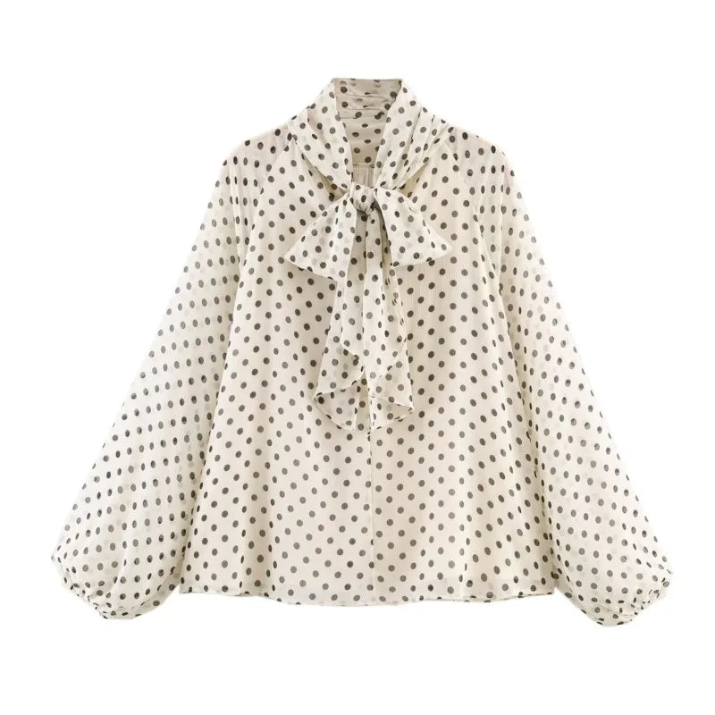 Blusa con estampado de lunares para mujer