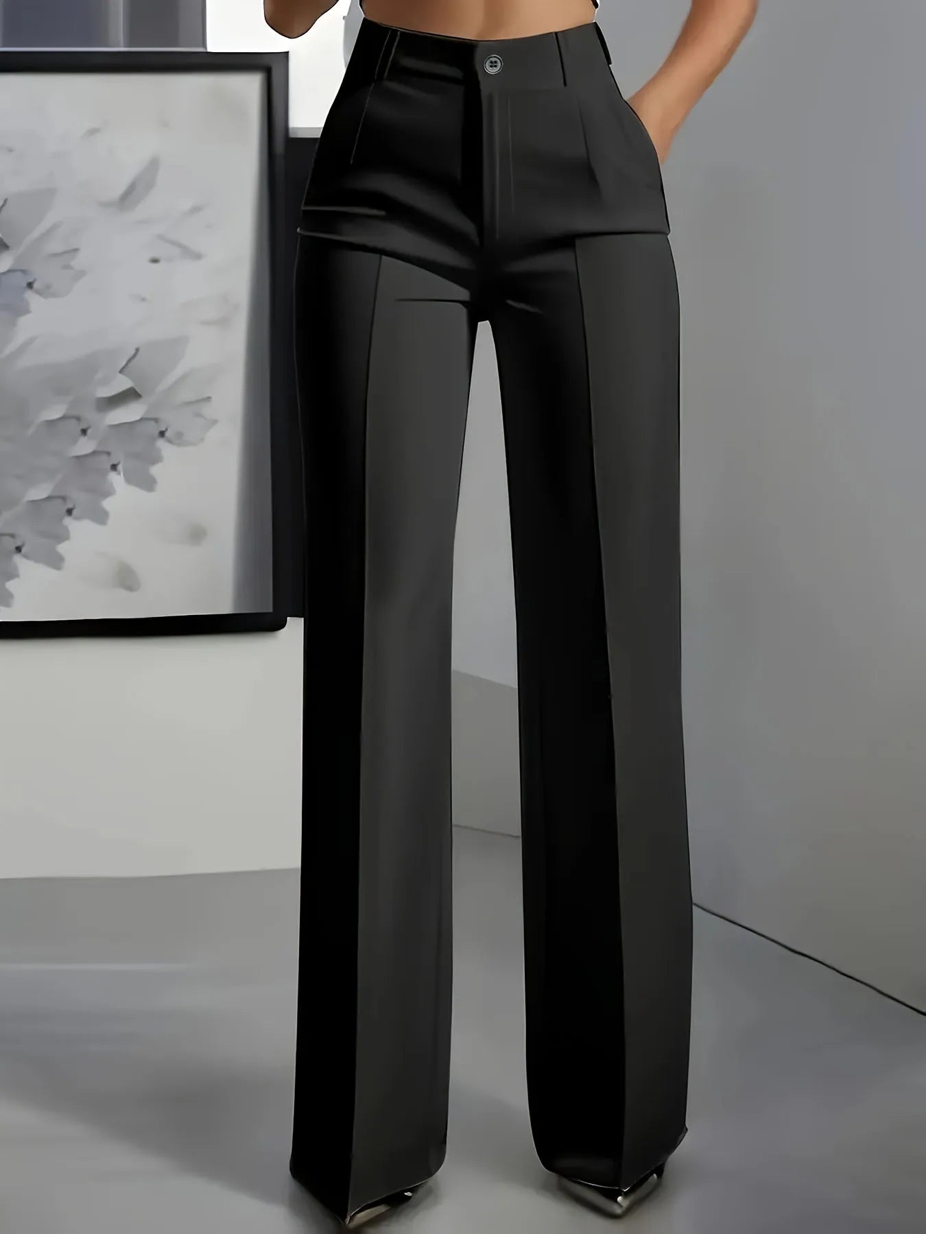 Pantalones de traje sencillos y de cintura alta
