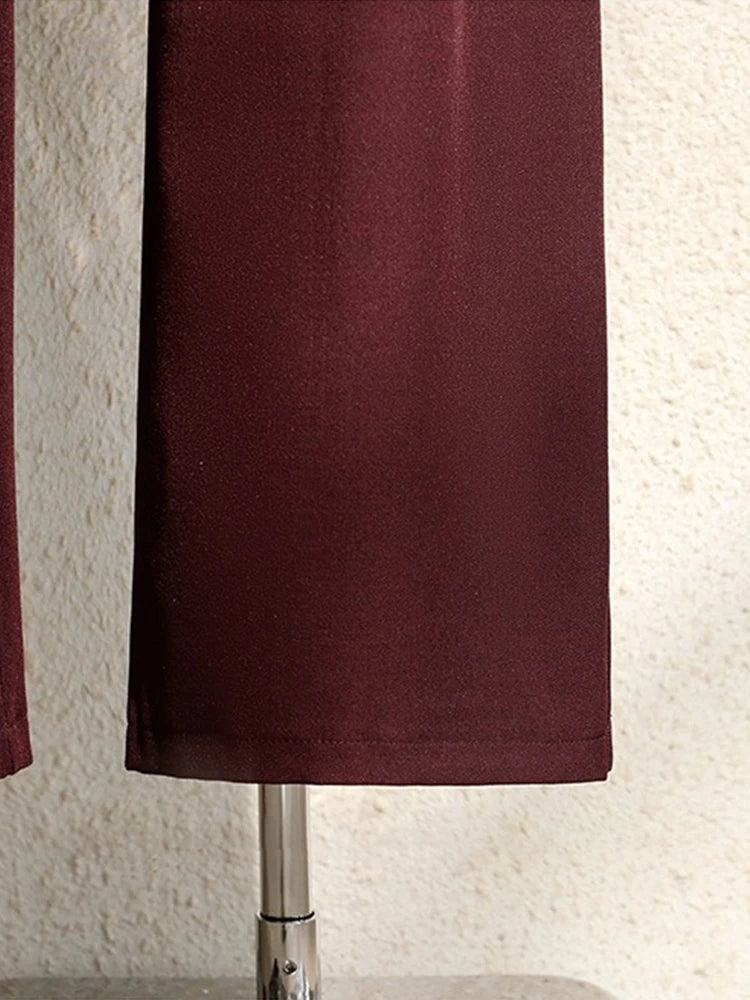 Nuevos pantalones de trajes color borgoña para mujer