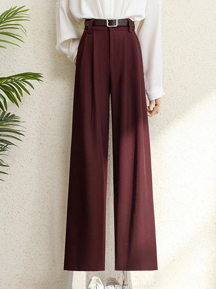 Nuevos pantalones de trajes color borgoña para mujer