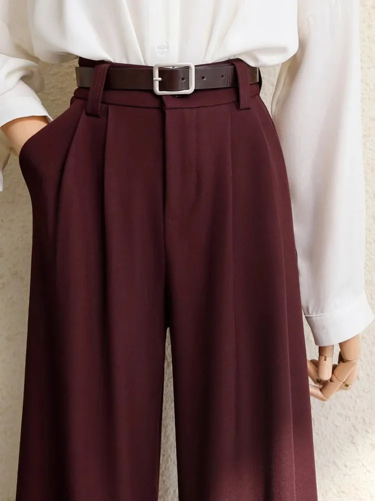Nuevos pantalones de trajes color borgoña para mujer