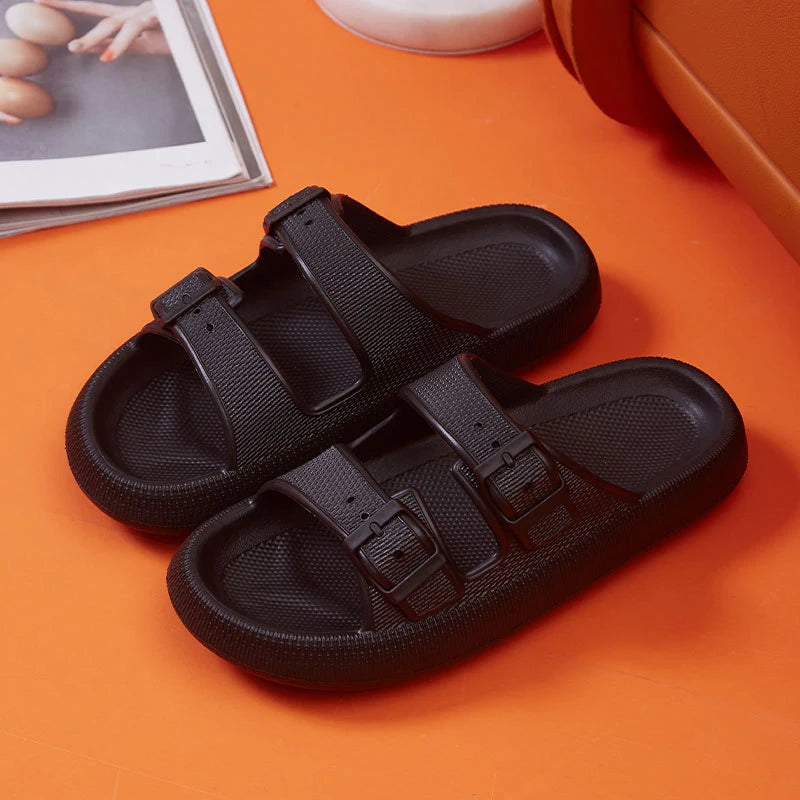 Zapatillas de plataforma gruesa con hebilla a la moda para mujer