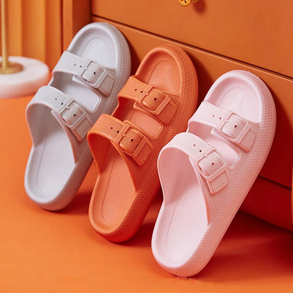 Zapatillas de plataforma gruesa con hebilla a la moda para mujer