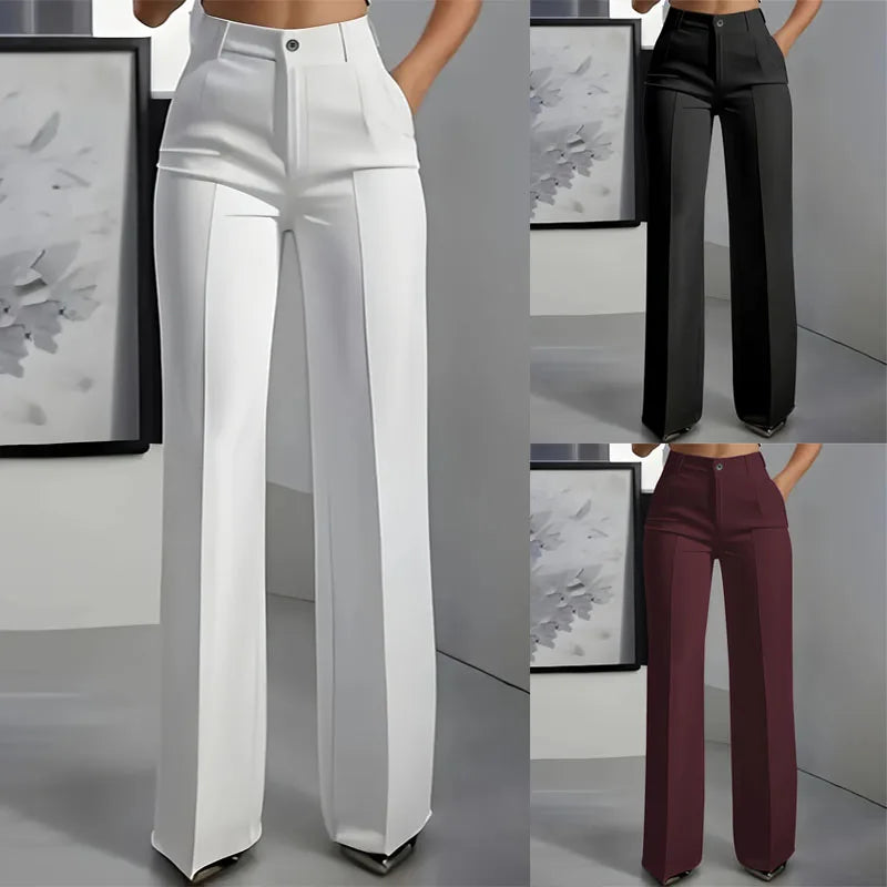 Pantalones de traje sencillos y de cintura alta